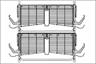  The solution between the cages allows to reach up to 100 m length with one side only air blowing and 200 m with both sides air blowing. In this case the manure duct is also utilized as a drip saving device. 